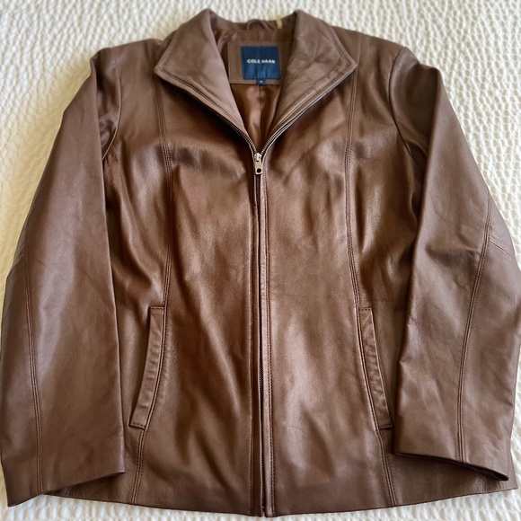 Cole Hann chocolate leather jacket - Picture 1 of 4
